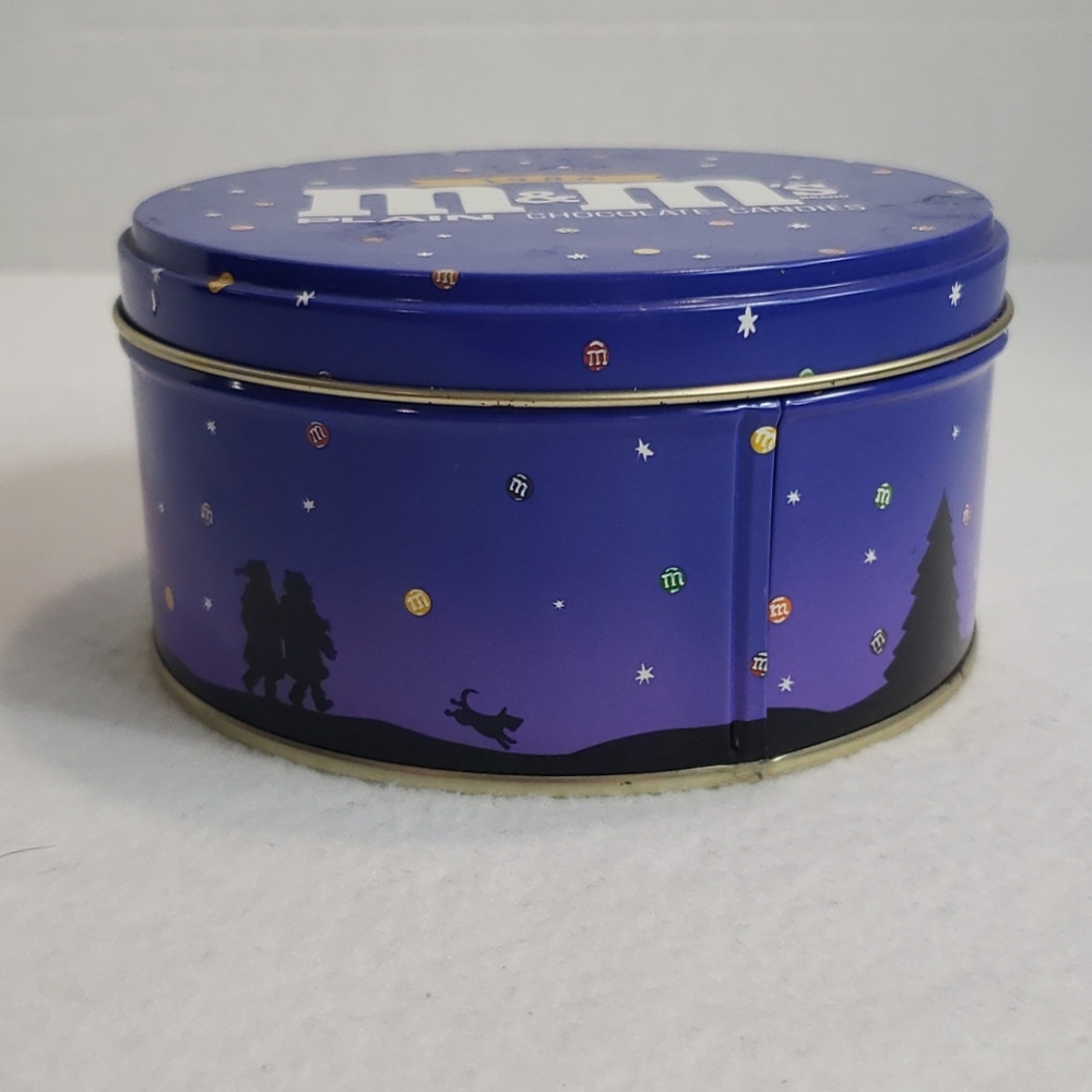 Vintage 1988 M&M's Candy Tin Round Blue Purple - Picture 2 of 9